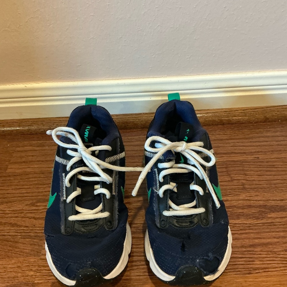 Boys Nike Navy and Green Sneakers